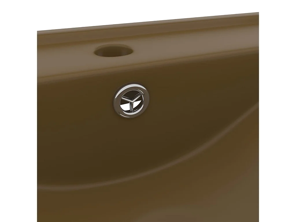 Lavabo de lujo con grifo cerámica 60x46 cm crema mate ES66464