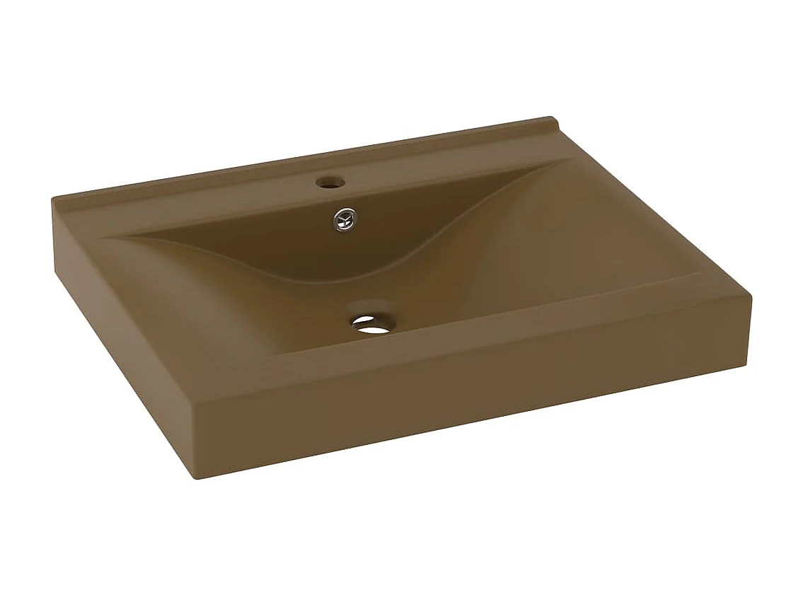 Vasque avec trou de robinet Crème mat 60x46 cm Céramique WVGQ2694