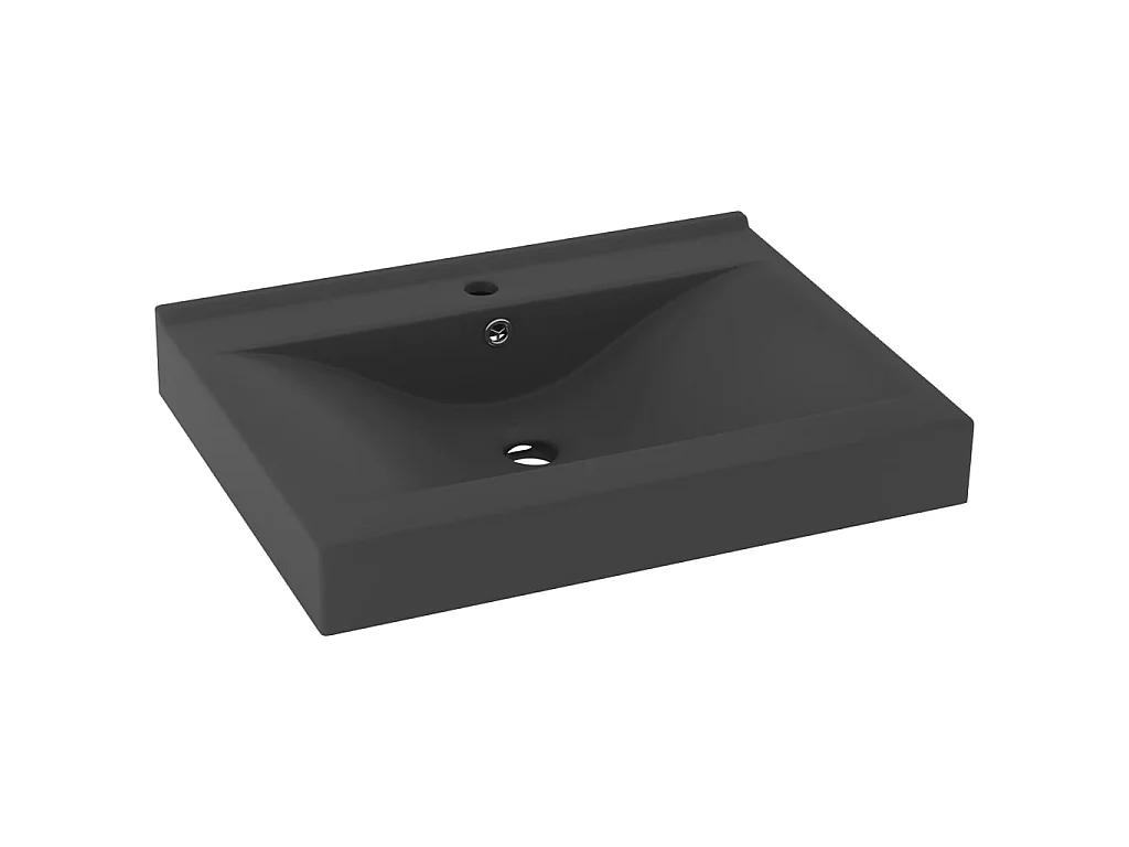 Lavabo de lujo con grifo cerámica gris oscuro 60x46 cm ES66601