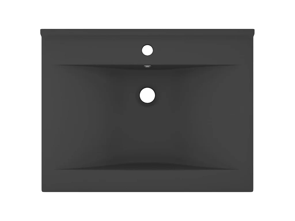 Lavabo de lujo con grifo cerámica gris oscuro 60x46 cm ES66601