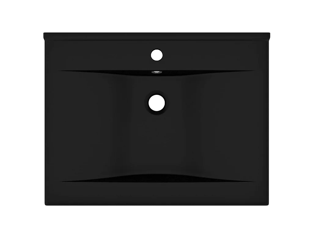 Lavatório c/ orifício de torneira 60x46 cm cerâmica preto mate PT455579