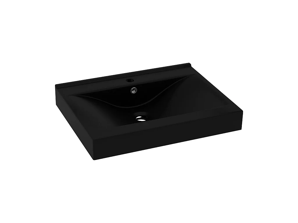 Lavabo lujoso con agujero de grifo cerámica negro mate 60x46 cm ES66616