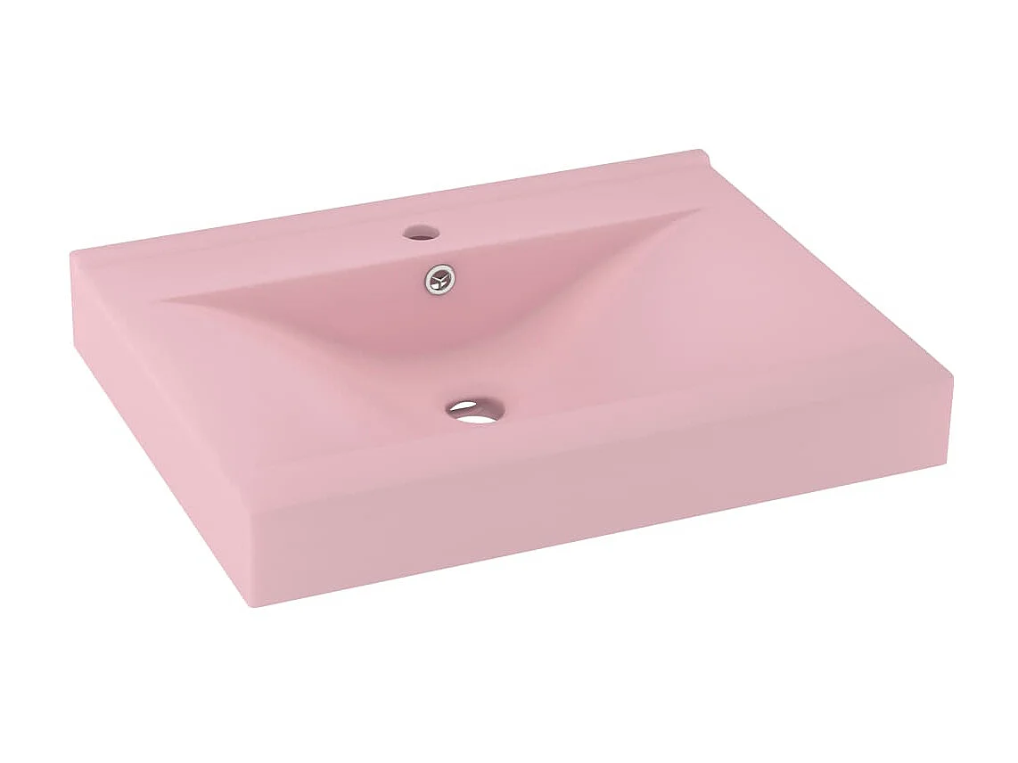 Lavatório c/ orifício de torneira 60x46 cm cerâmica rosa mate PT378885