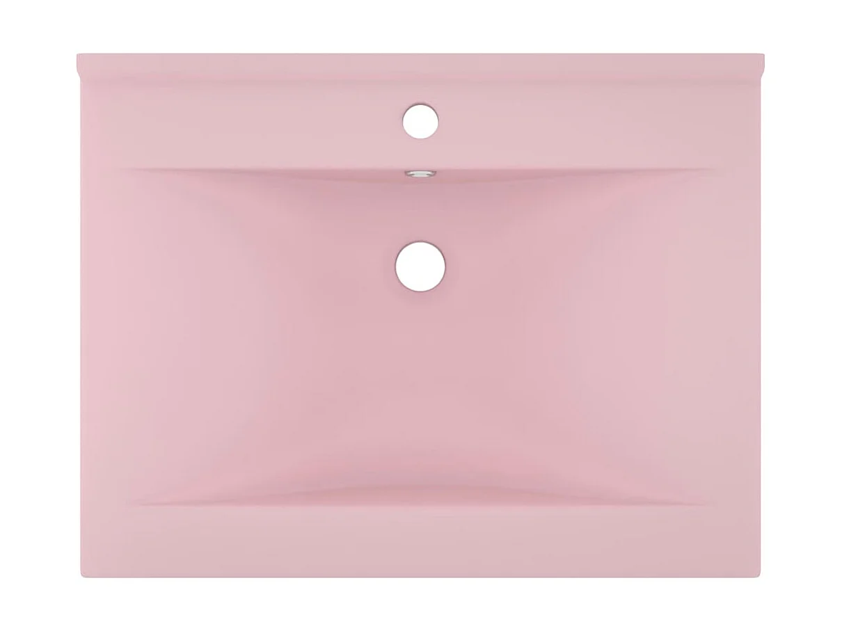 Lavatório c/ orifício de torneira 60x46 cm cerâmica rosa mate PT378885