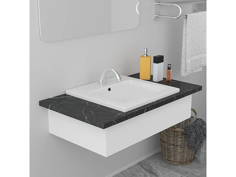 Lavatório embutido 42x39x18 cm cerâmica branco PT972336