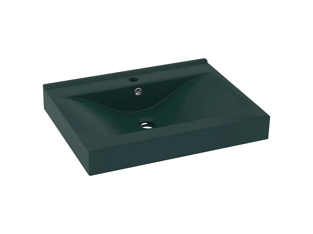 Lavabo de lujo con grifo cerámica verde oscuro 60x46 cm ES66277