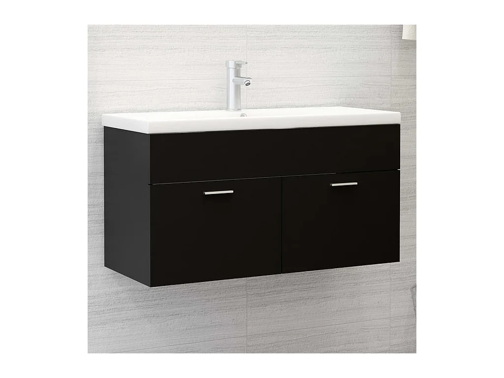 Mueble con lavabo madera de ingeniería negro ES372368