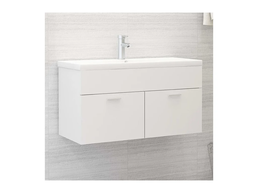 Meuble d'évier+ vasque intégré Blanc Aggloméré WVGQ2746