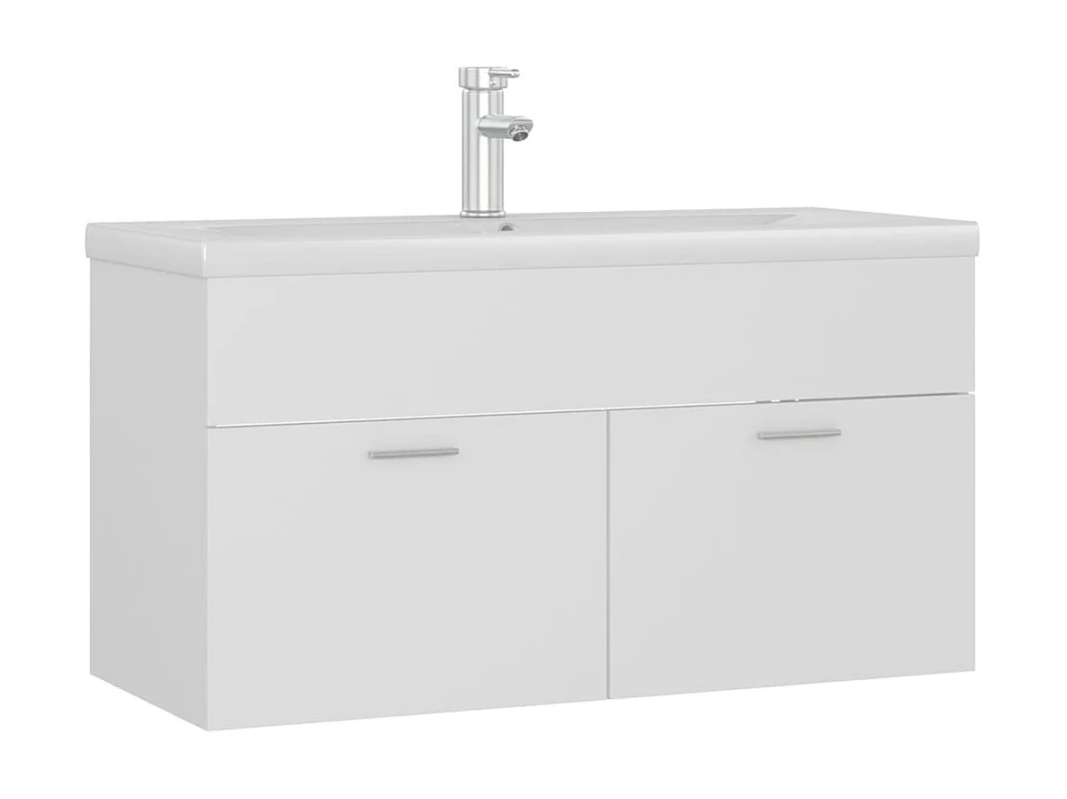 Meuble d'évier+ vasque intégré Blanc Aggloméré WVGQ2746