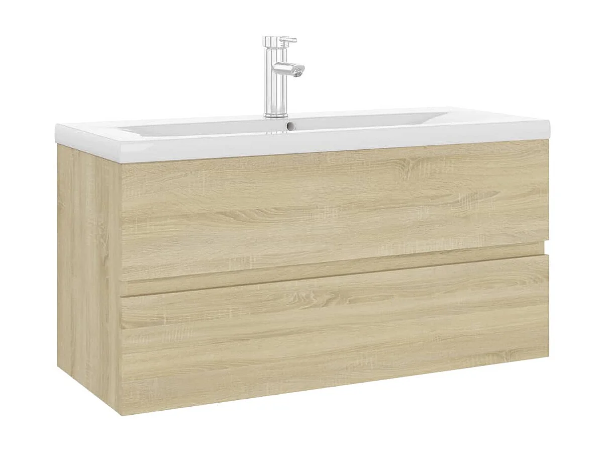 Meuble d'évier+ vasque intégré Chêne sonoma Aggloméré WVGQ6778