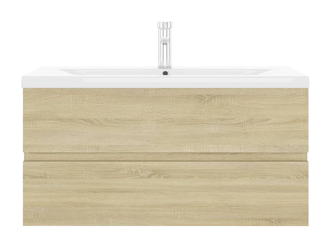 Meuble d'évier+ vasque intégré Chêne sonoma Aggloméré WVGQ6778