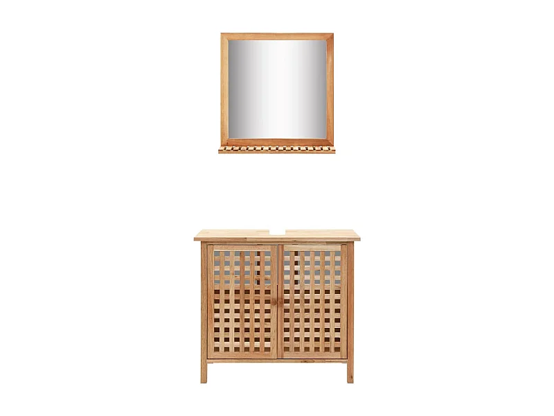 Mueble de lavabo con espejo de madera maciza de nogal ES746057