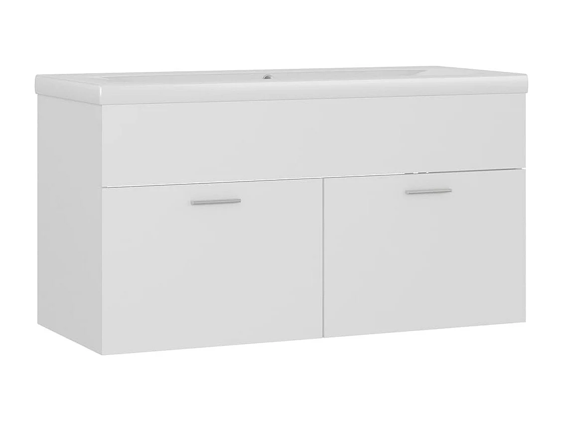 Meuble d'évier+ vasque intégré Blanc Aggloméré WVGQ5438