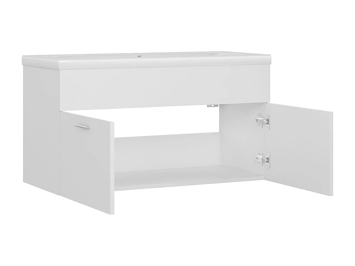 Meuble d'évier+ vasque intégré Blanc Aggloméré WVGQ5438