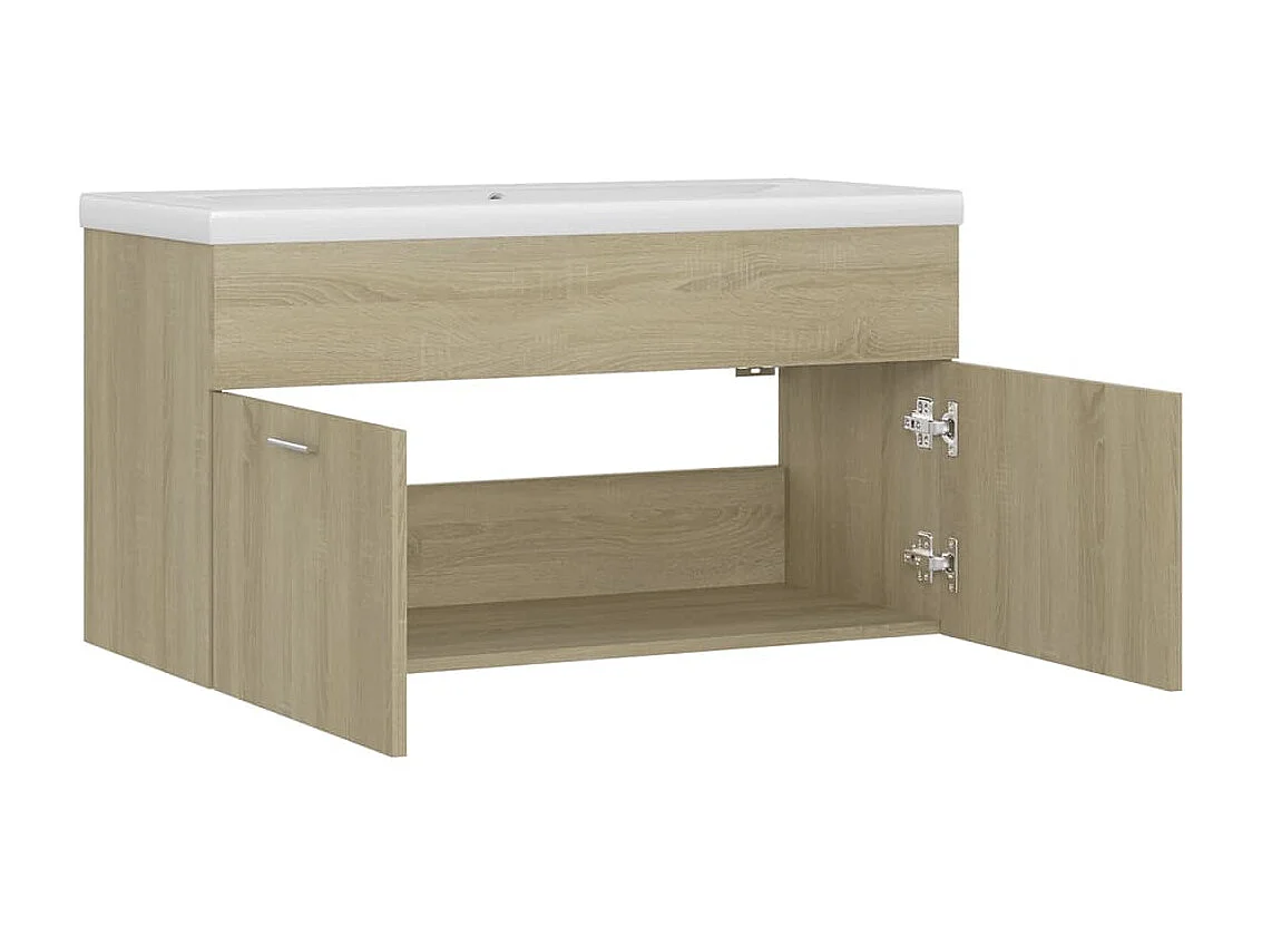 Meuble d'évier+ vasque intégré Chêne sonoma Aggloméré WVGQ5284