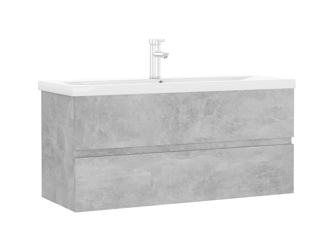 Meuble d'évier+ vasque intégré Gris béton Aggloméré WVGQ7462