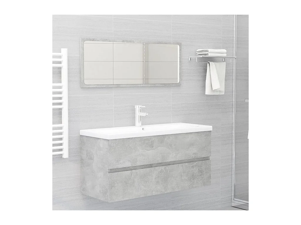 Meuble d'évier+ vasque intégré Gris béton Aggloméré WVGQ7462