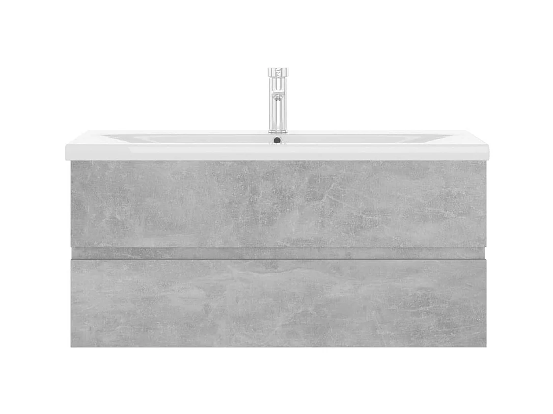 Meuble d'évier+ vasque intégré Gris béton Aggloméré WVGQ7462