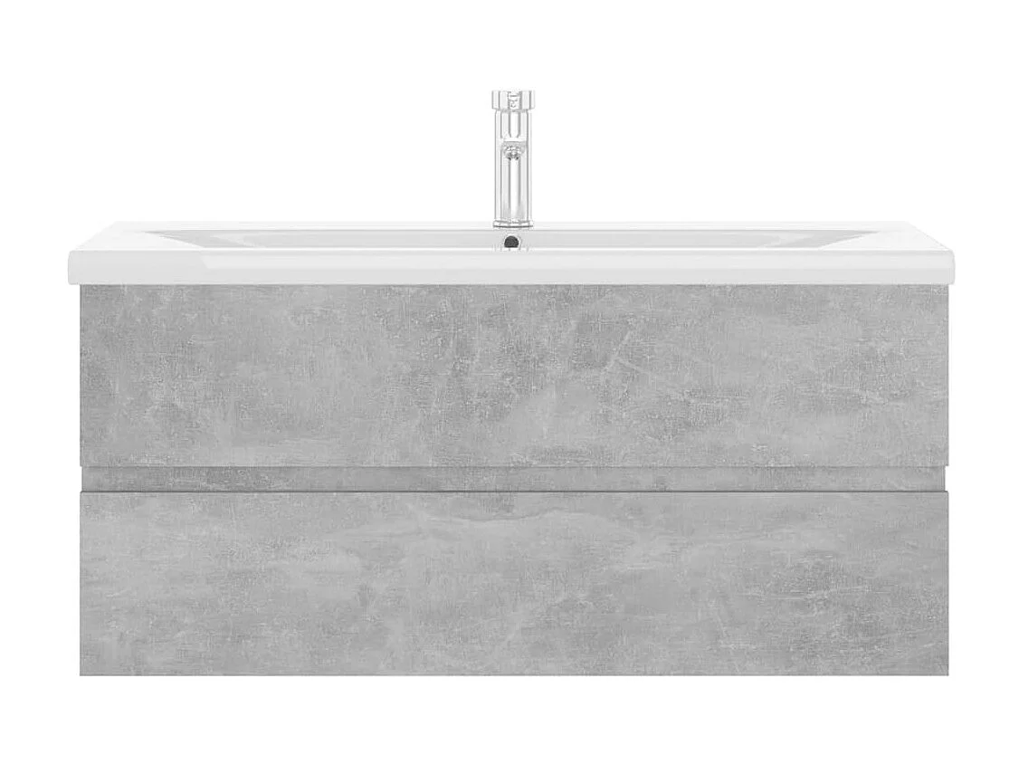 Meuble d'évier+ vasque intégré Gris béton Aggloméré WVGQ7462