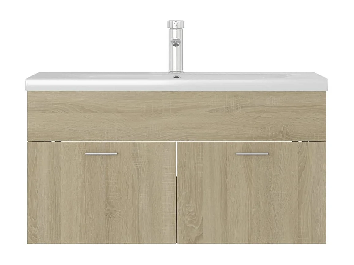 Meuble d'évier+ vasque intégré Chêne sonoma Aggloméré WVGQ6215