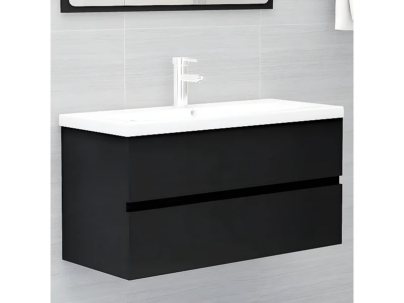 Mueble con lavabo madera de ingeniería negro ES330249