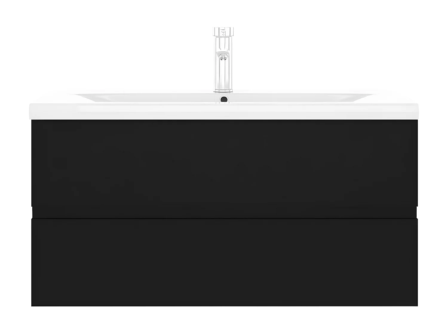 Meuble d'évier+ vasque intégré Noir Aggloméré WVGQ4778