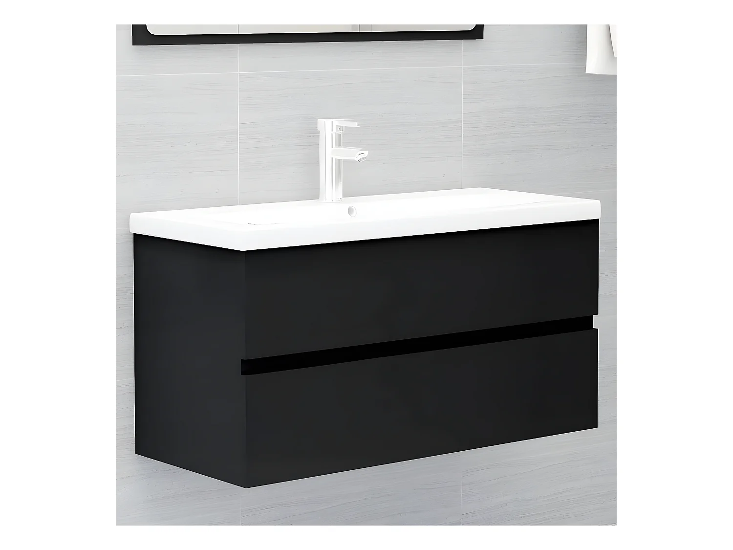 Mueble con lavabo madera de ingeniería negro ES330249