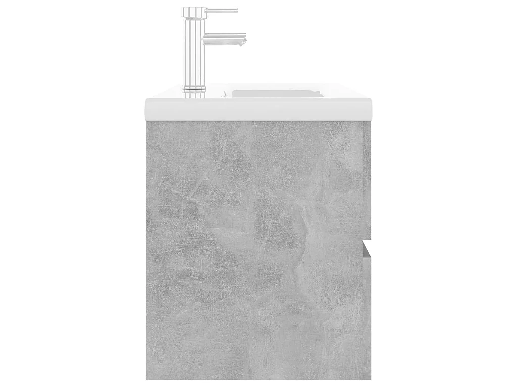 Meuble d'évier+ vasque intégré Gris béton Aggloméré WVGQ8762