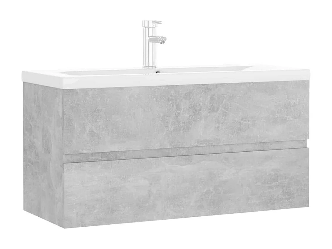 Meuble d'évier+ vasque intégré Gris béton Aggloméré WVGQ8762