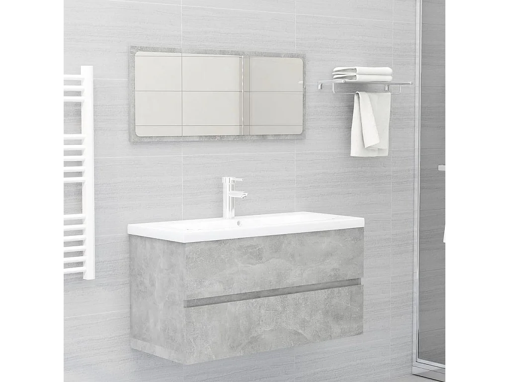 Meuble d'évier+ vasque intégré Gris béton Aggloméré WVGQ8762