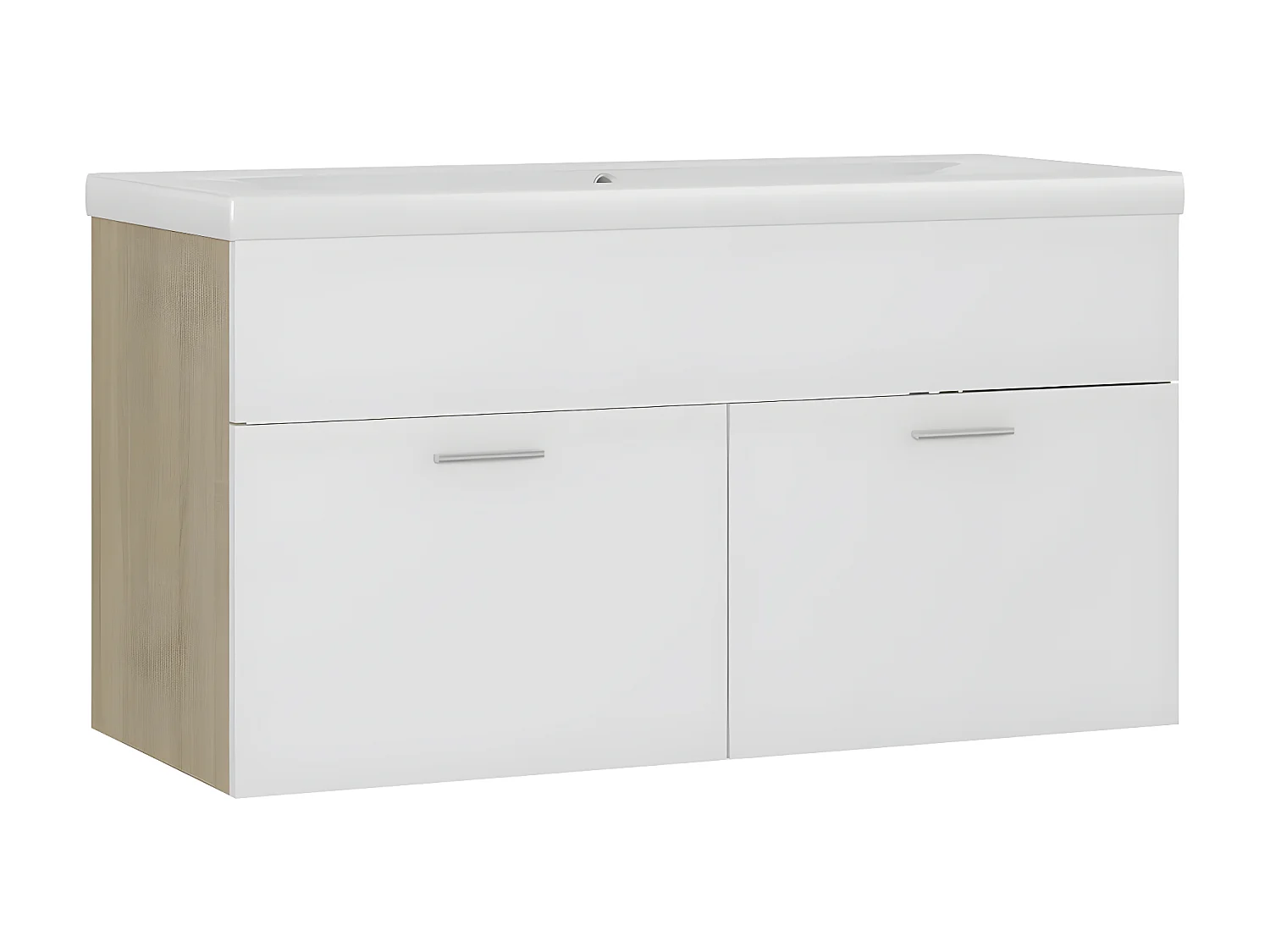 Armário lavatório + lavatório embutido contrap. branco e sonoma PT945685