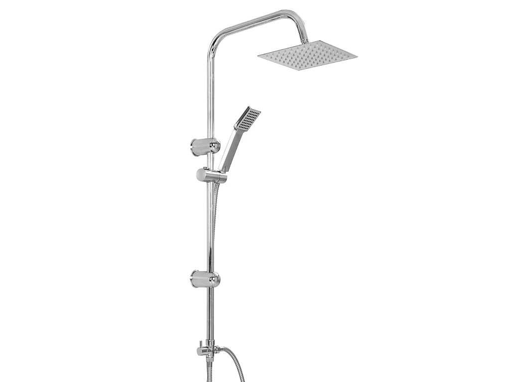 Conjunto de duche com chuveiro fixo e de mão aço inoxidável PT163446