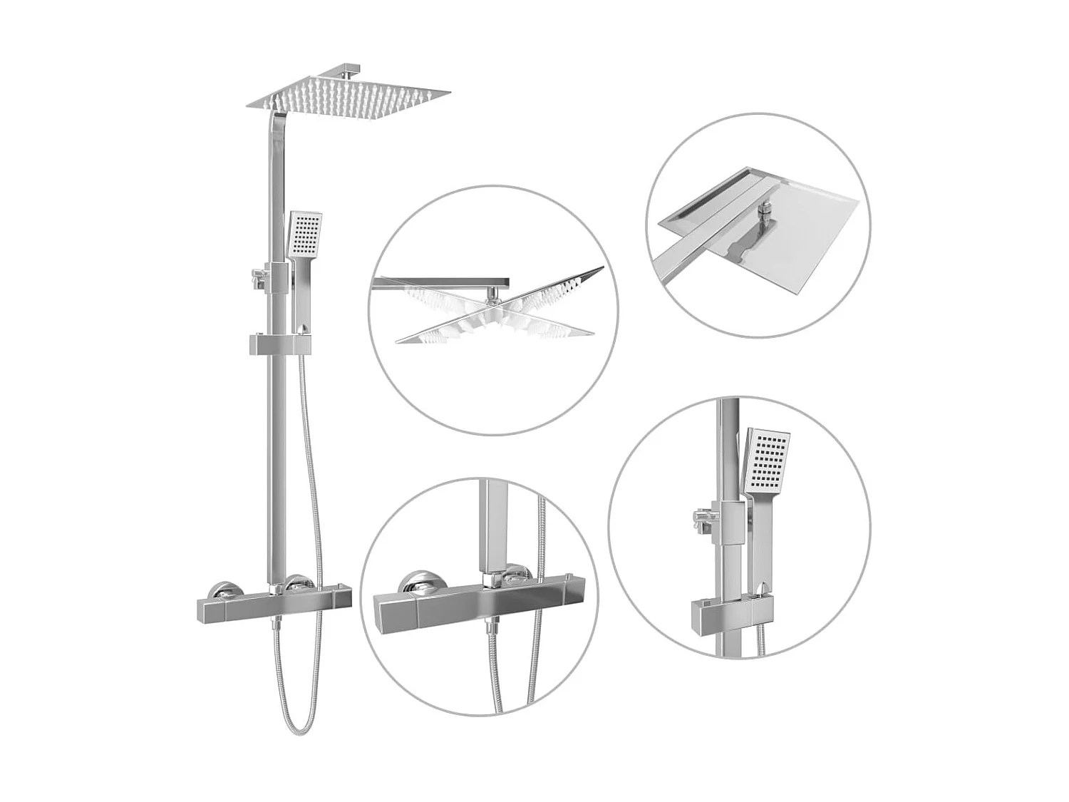 Ensemble de douche à deux têtes et thermostat Acier inoxydable WVGQ3184