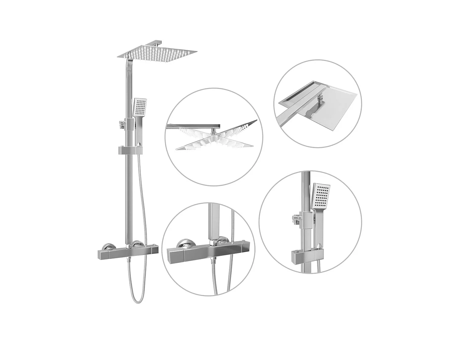 Ensemble de douche à deux têtes et thermostat Acier inoxydable WVGQ3184