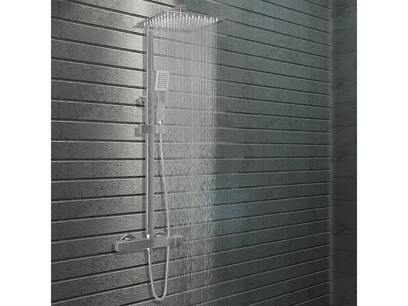 Conjunto duche com dois chuveiros e termostato aço inoxidável PT843817