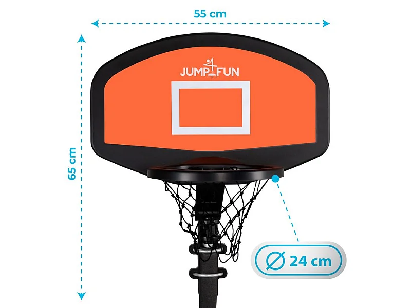 Panier de basket rigide avec pompe et ballon inclus pour trampoline de jardin Universel avec Ballon et Pompe - 56 x 35cm