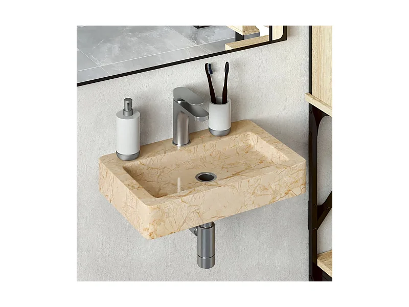 Lavatório de parede 38x24x6,5 cm mármore cor creme PT617921