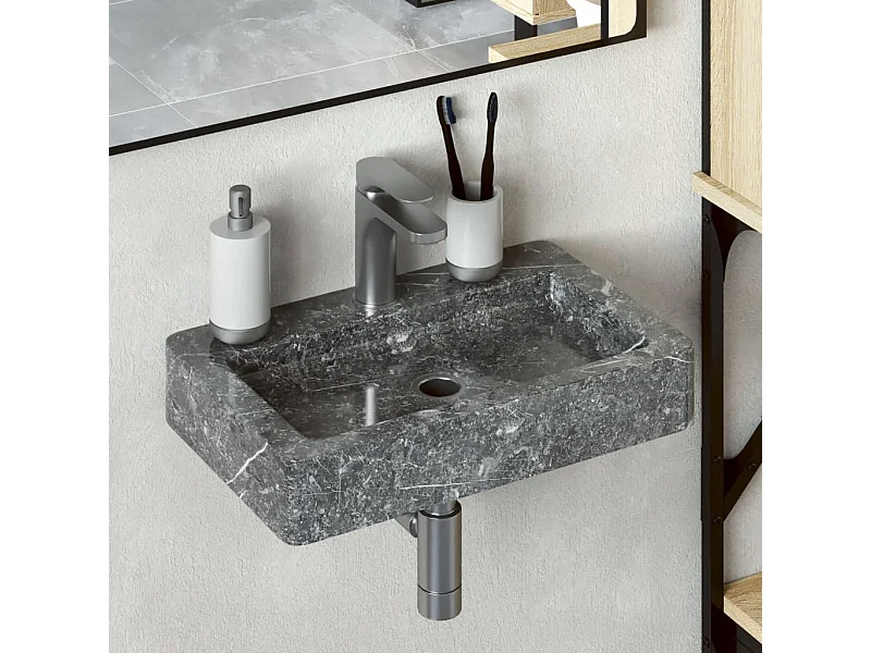 Lavatório de parede 38x24x6,5 cm mármore cinzento PT959526