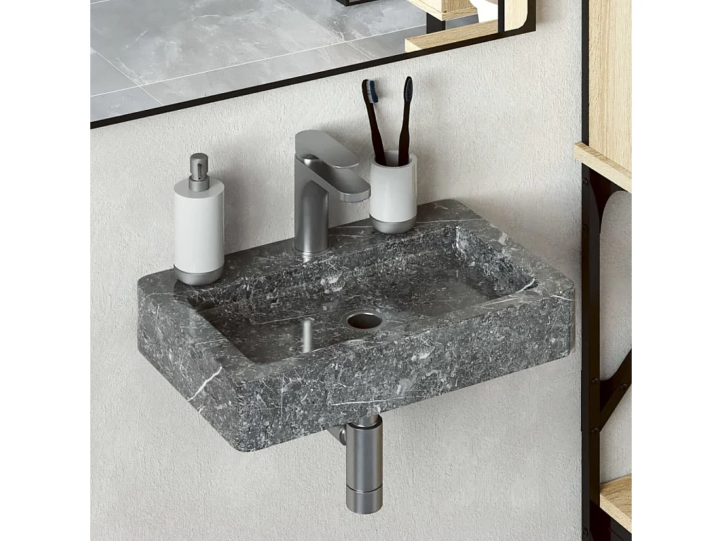 Vasque suspendue gris 38x24x6,5 cm marbre WVGQ4473