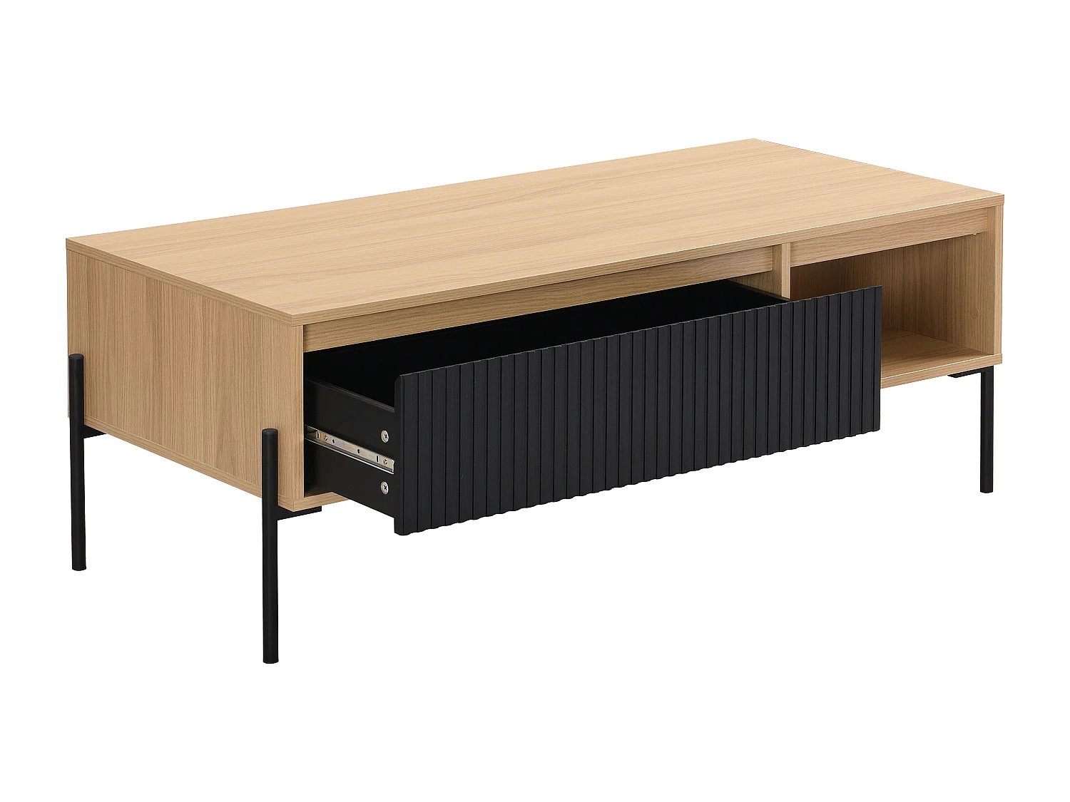 Soffbord med 1 låda och 2 fack - Svart och ljust naturfärg - GLARODI