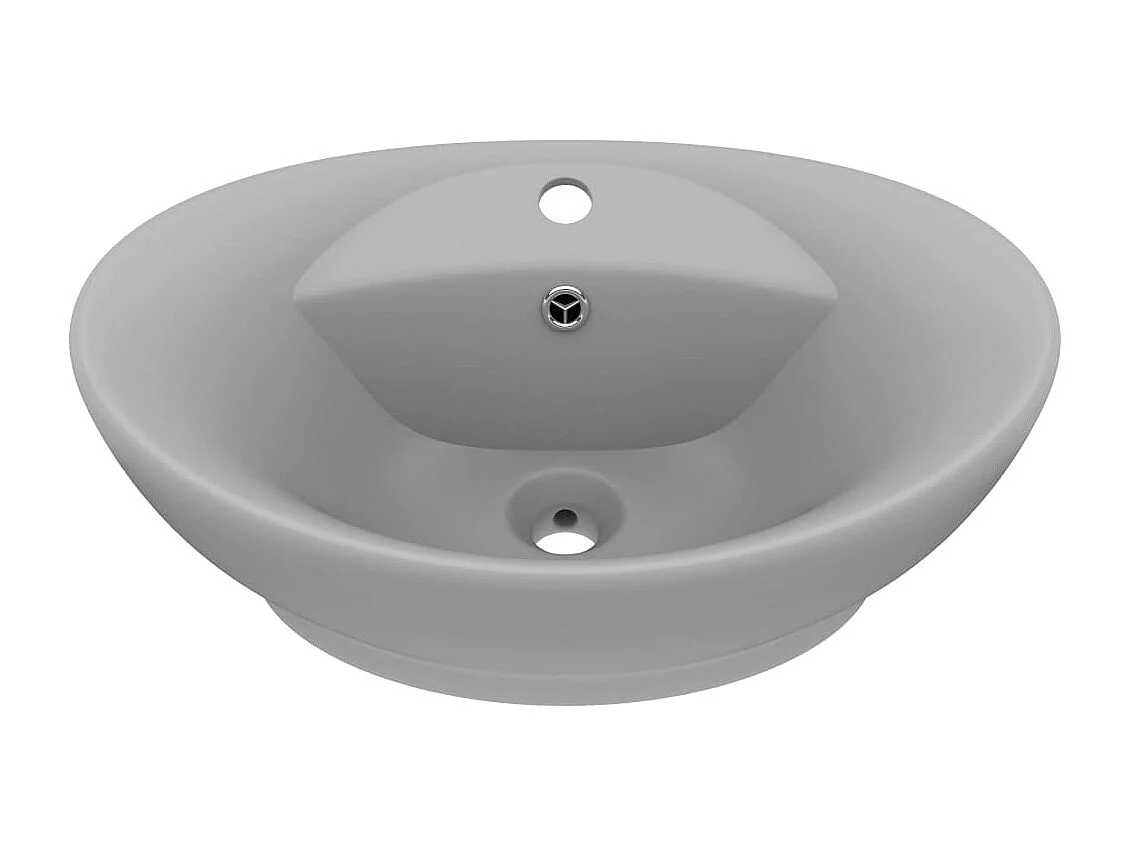 Vasque ovale à trop-plein Gris clair mat 58,5x39 cm Céramique WVGQ3883
