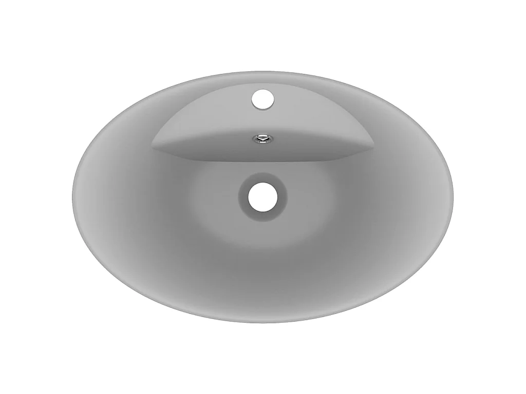 Vasque ovale à trop-plein Gris clair mat 58,5x39 cm Céramique WVGQ3883