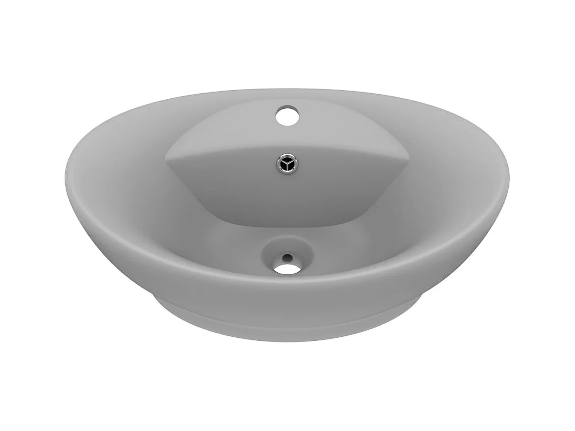 Lavabo lujoso ovalado con rebosadero cerámica gris claro mate ES66344