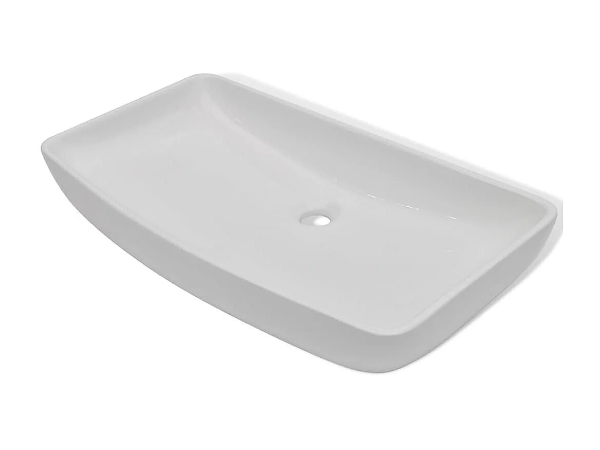 Lavabo de baño rectangular con grifo mezclador cerámica blanco ES66597