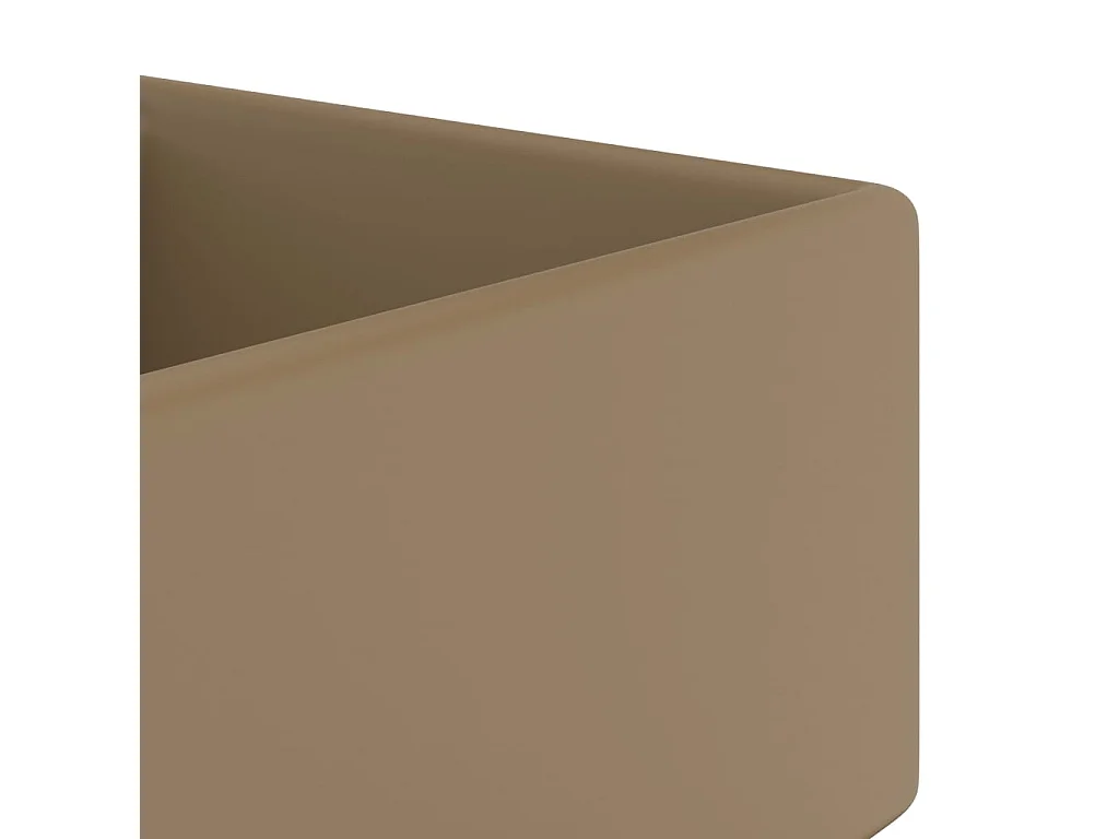 Vasque carré de luxe à trop-plein Crème mat 41x41 cm Céramique WVGQ2511