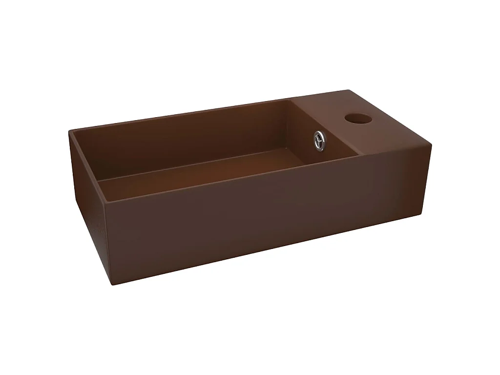 Lavabo con rebosadero cerámica marrón oscuro ES66545
