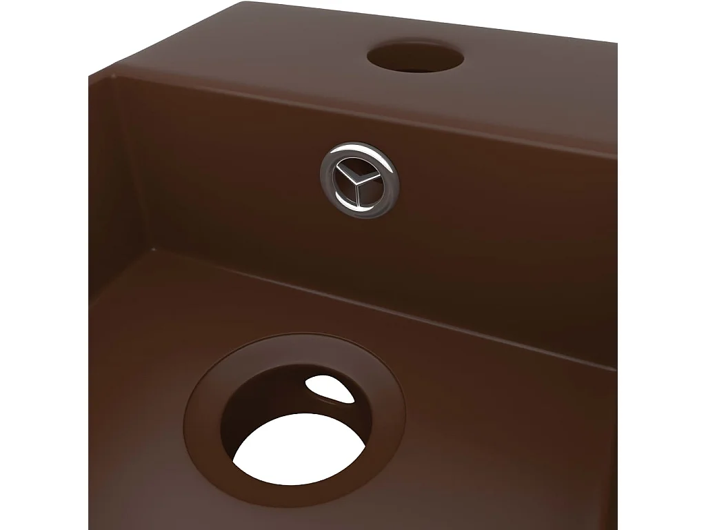 Vasque de salle de bain avec trop-plein Céramique Marron foncé WVGQ5856
