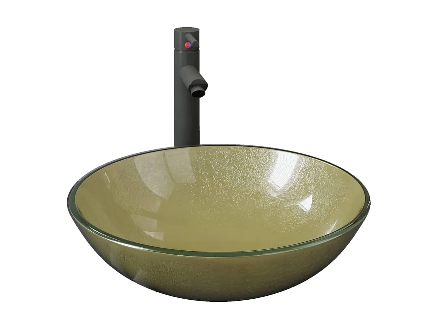 Lavabo grifo tapón pulsador cristal templado dorado ES66617