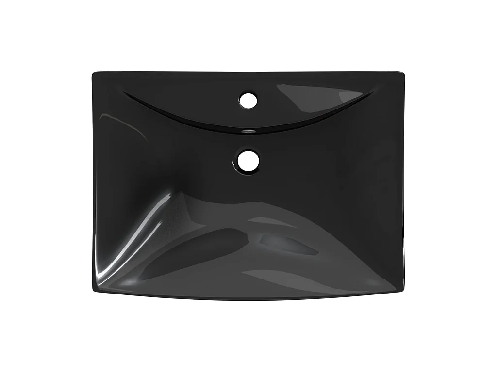 Lavabo rectangular cerámica orificio de grifo y desagüe negro ES66514