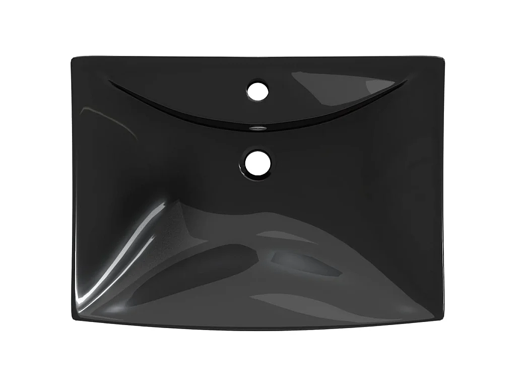 Lavabo rectangular cerámica orificio de grifo y desagüe negro ES66514